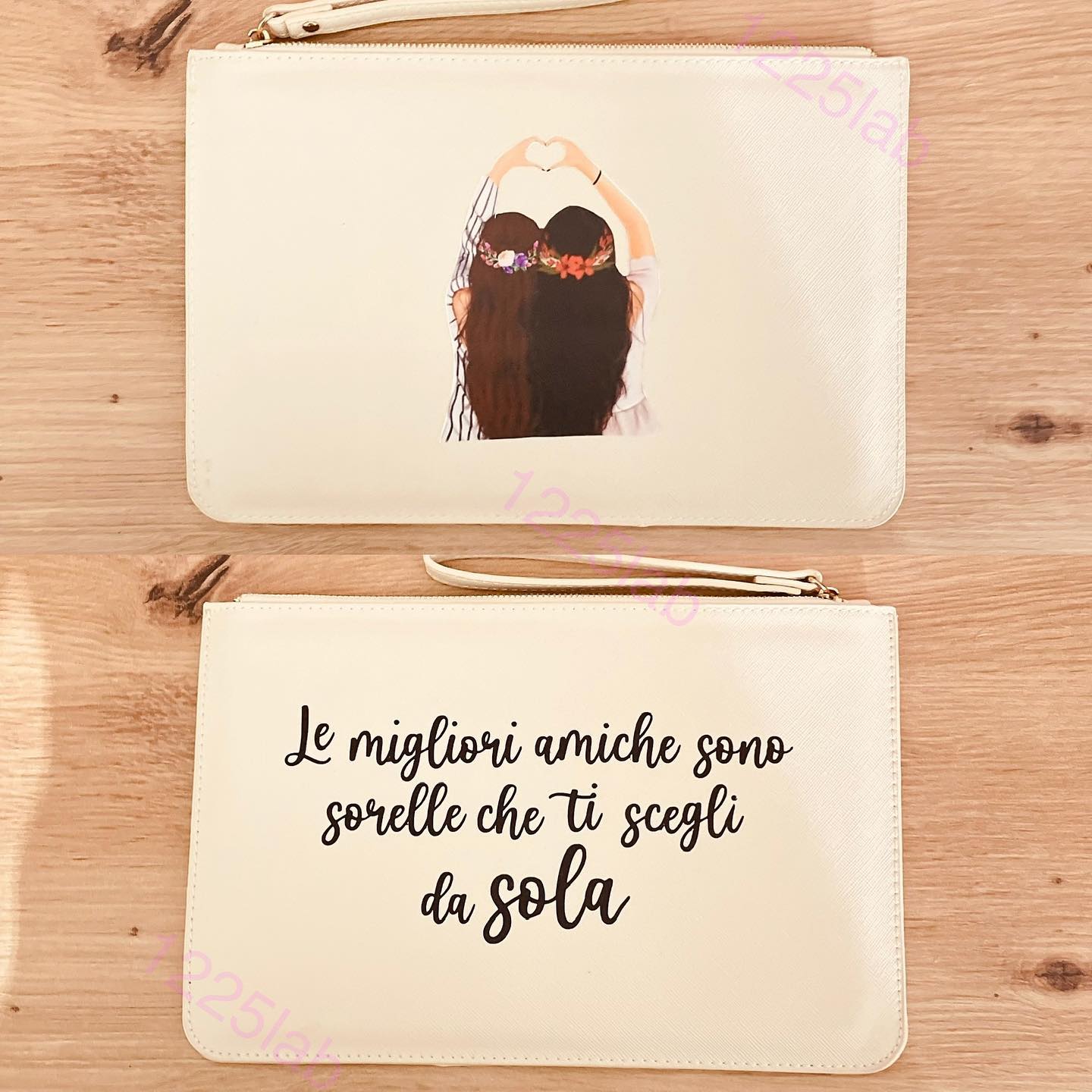 Pochette in Saffiano doppia personalizzazione